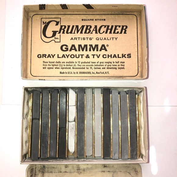 GRUMBACHER Gamma Gray Layout & TV Chalks Set of 12 (665 Like Pastels) - Picture 7 of 12
